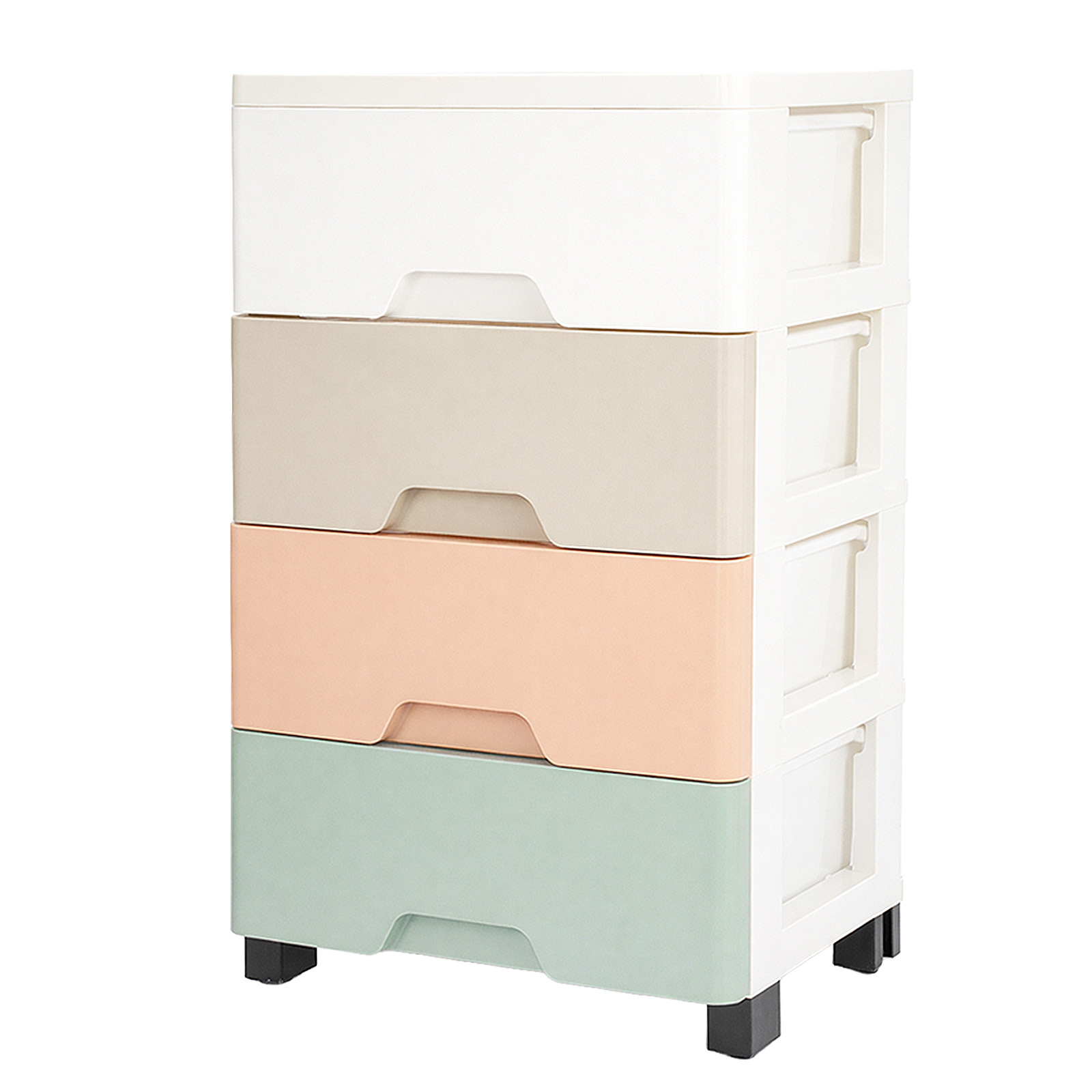 Image of 4 Layers Drawer Plastic Storage Cabinet Organizer - Stackable Rectangular Polypropylene Storage Box With Smooth Drawers Suitable For Bedroom, Bathroom, Office - Organization For Clothes, Snacks, Books