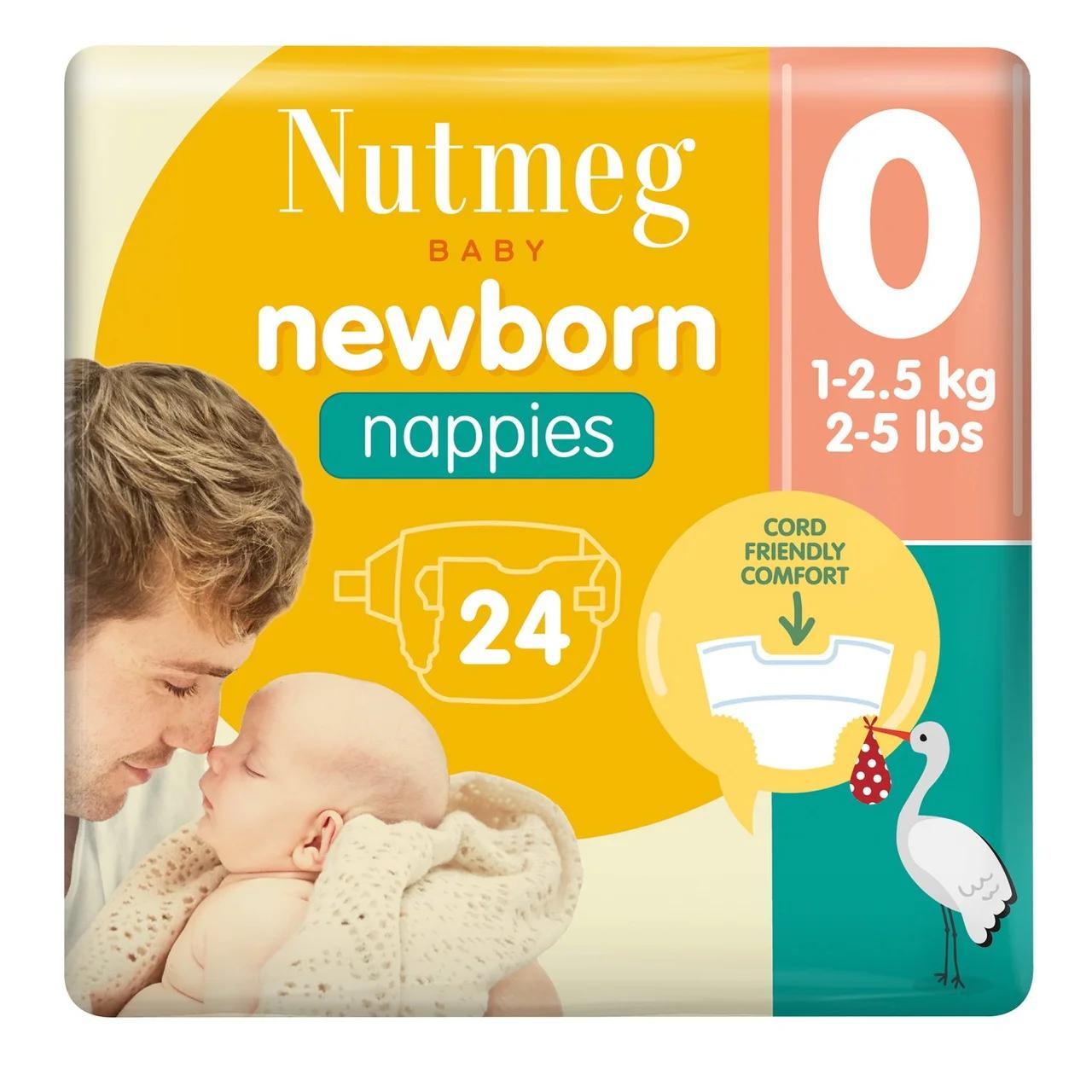TEMU Nutmeg Newborn Diapers Size 0 ( 1 - 2.5 Kg) 24 Per Pack
