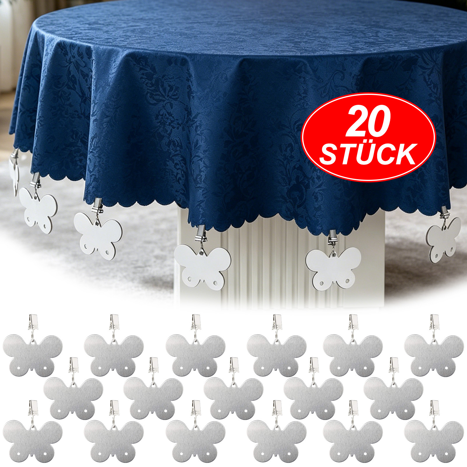 4-piece Stainless Steel Tablecloth Weights Set, 20 Decorative Weights For Tablecloths, Festive Table Decoration For Parties - Party Accessories Set