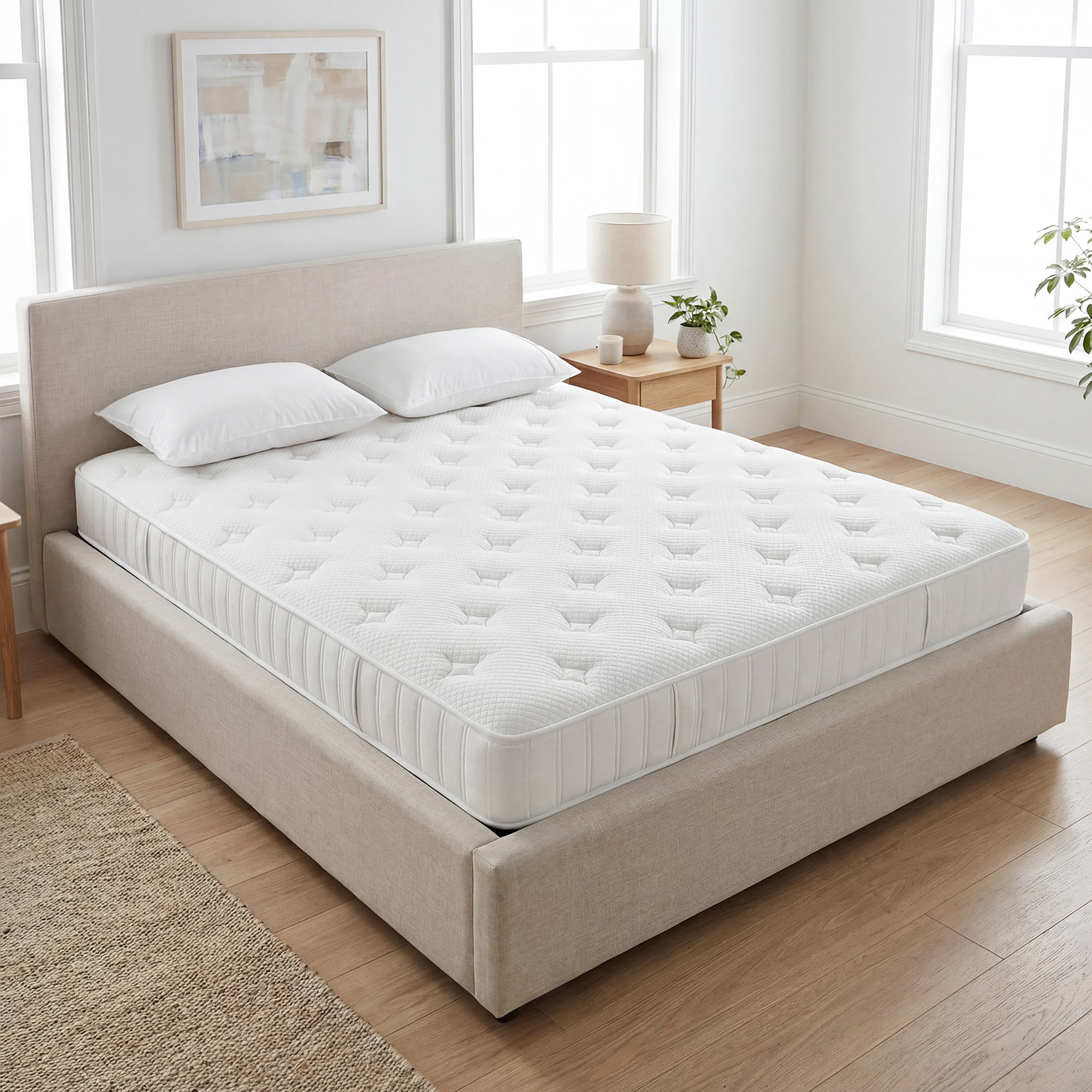 Image of Double Mattress 140 X 200 Cm, Ergonomic Mattress With Breathable Fabric Non-slip , Medium Firmness, 20 Cm High, Suitable For A 1.5 Person Bed