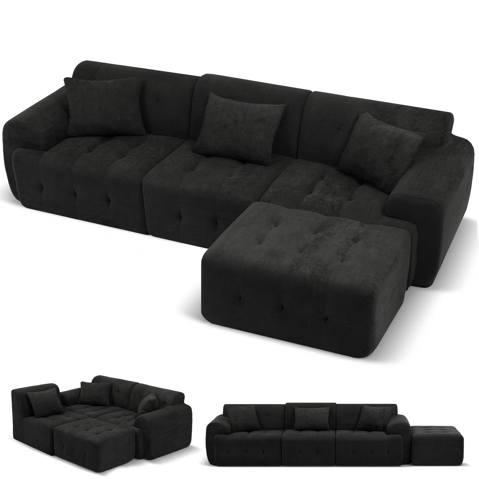 Luckracer Sofa 2 Seater, 180 X 86 X 40 Cm Body Sofa, Sofa With Backrest, Cushion And Armrest, Modern Fabric Sofa For Living Room, Apartment, Office, No
