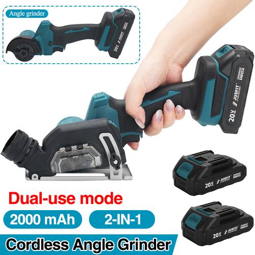 2 in 1 20v cordless circular saw angle grinder brushless for makita 2 batteries electric polishing grinding machine mini cordless tool polishing grinding power tool for fabrics paper cardboard boxes pvc pipes and thin ideal for christmas and halloween gift gift for him