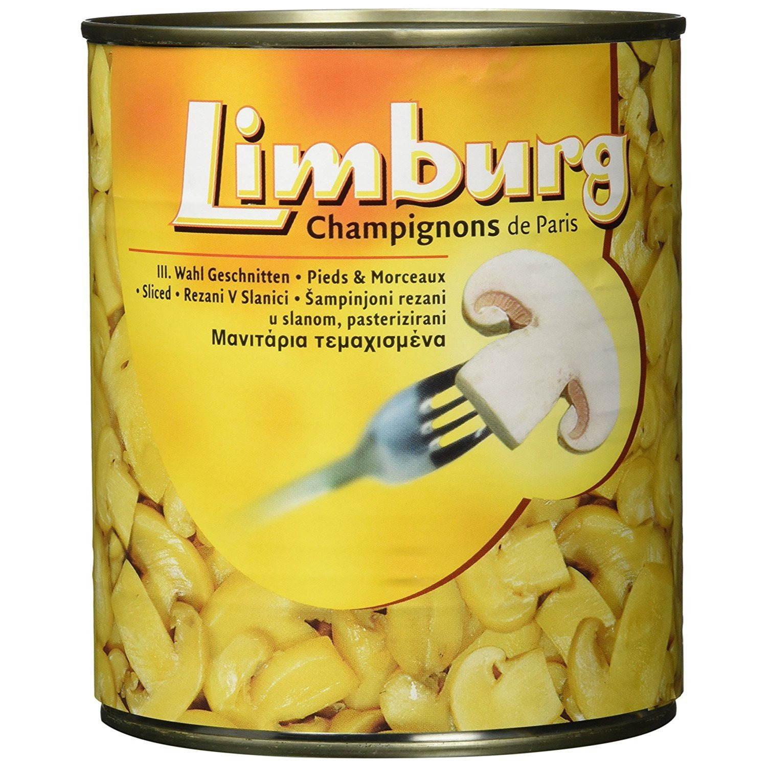 Limburg Paris Mushrooms, Third Grade, Sliced, 800g, 6-pack