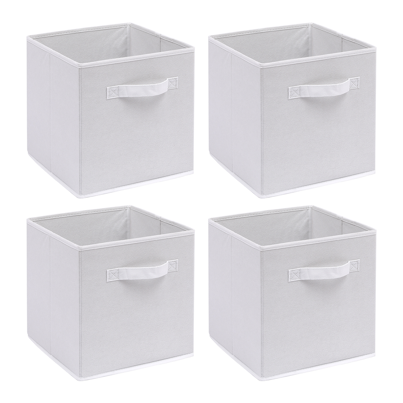 Storage Box Set Of 4, 26.5 X 26.5 X 28 Cm, Foldable Storage Box, Fabric Box With Handle, Shelf Box, Folding Storage Cube Box