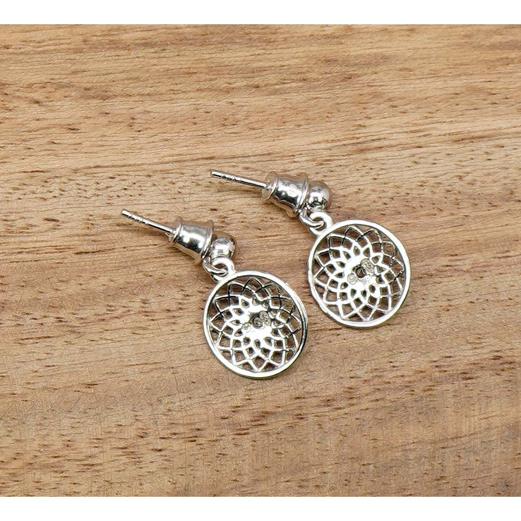Women's Baltic Amber 925 Sterling Silver Round Stud Earrings
