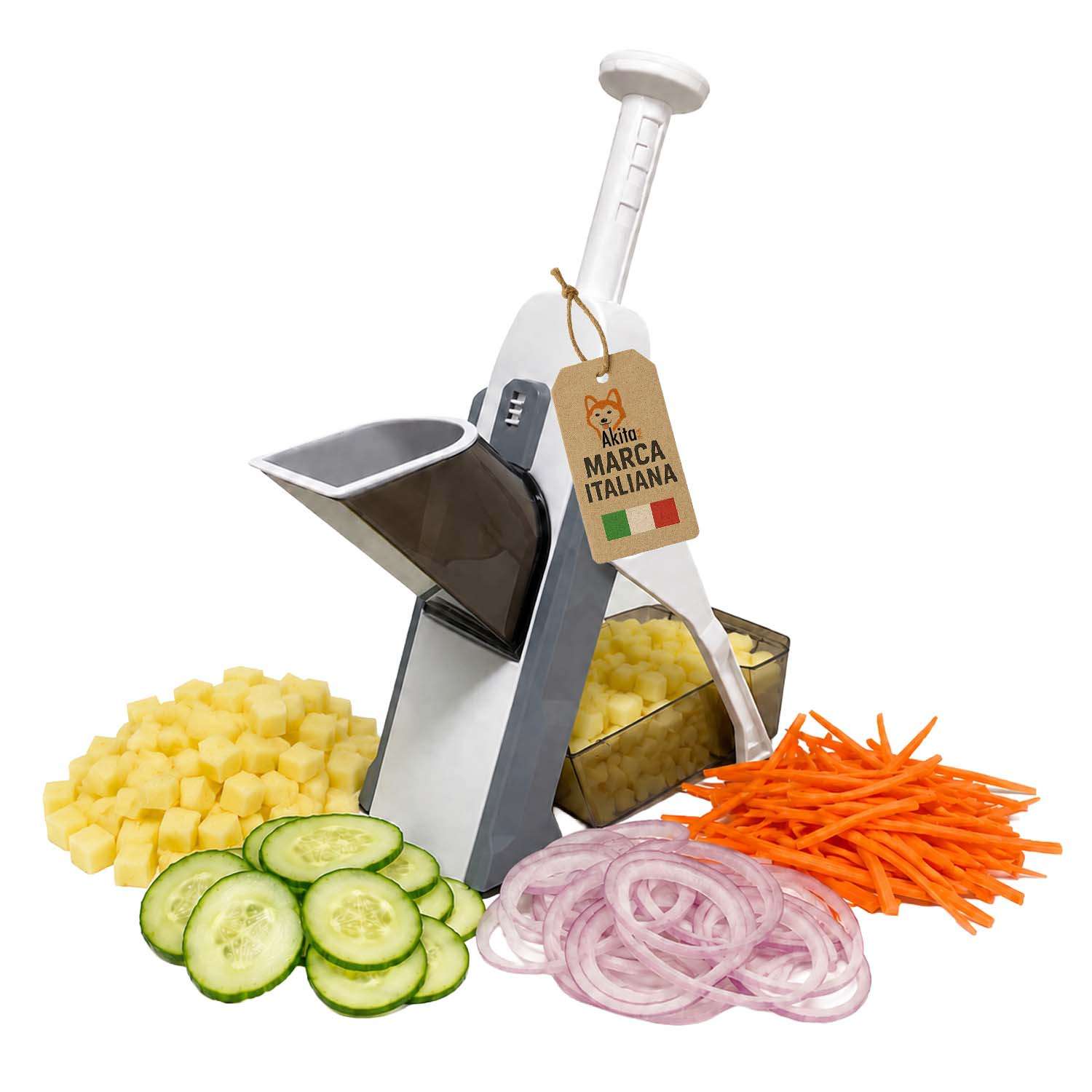 TEMU Akitaink Mandoline Vertical Manual Slicer, Vegetable Cutter With Adjustable Thickness, Ideal For Vegetables, Potatoes, Onions, And Fruits