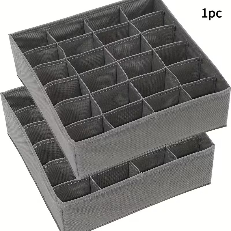 TEMU Organizer For Socks And Underwear, Foldable Organizational Box For Closet And Wardrobe For Socks, Underwear, Ties, 24 Compartments, Gray, Autumn