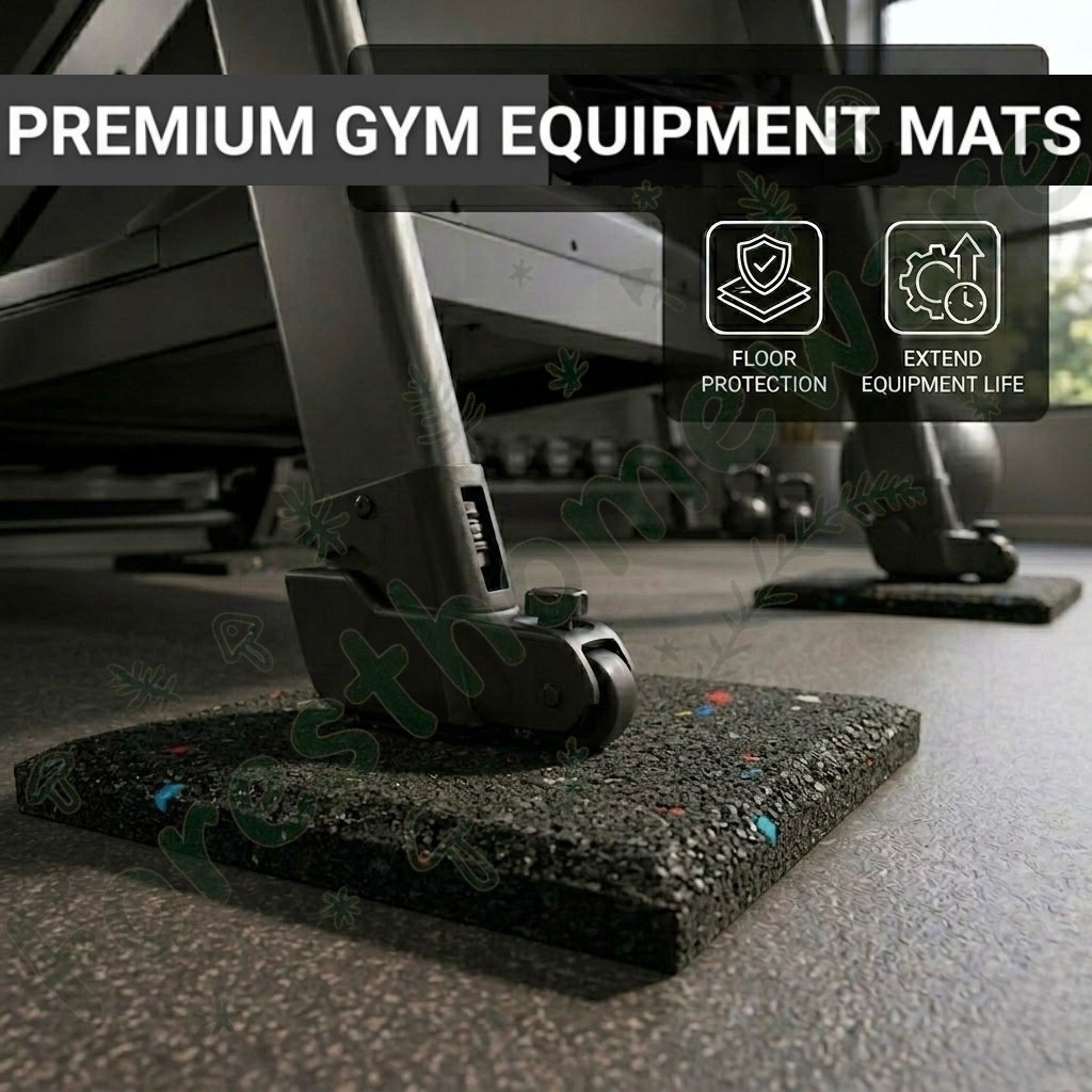 TEMU ​premium Heavy-duty Rubber Gym Floor Mats – 4-pack Shock-absorbent Anti-slip Equipment Pads For Treadmills, Weight Racks & Home Gym Floor