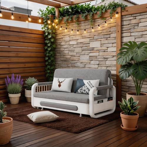 garden sofa bed with storage 1 28m 1 58m size option white metal legs