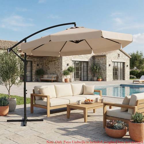 10ft offset hanging umbrella with cover patio cantilever umbrella with easy tilt adjustment crank 8 ribs outdoor parasol for poolside garden