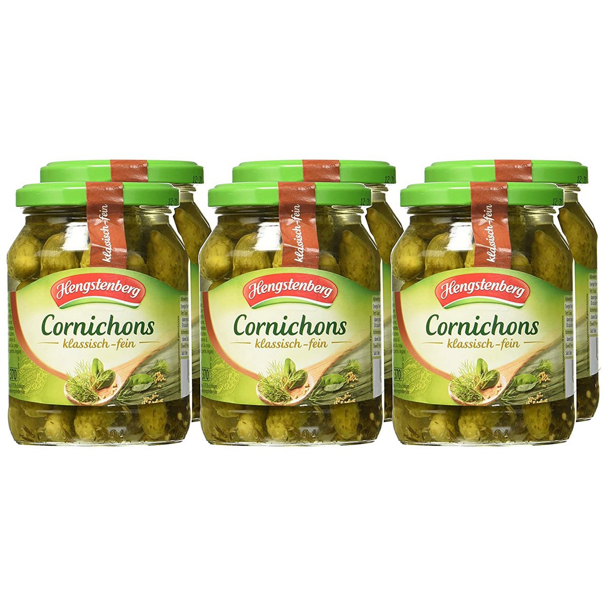 Hengstenberg Cornichons Classic Fine Small Pickles 330g 6-pack