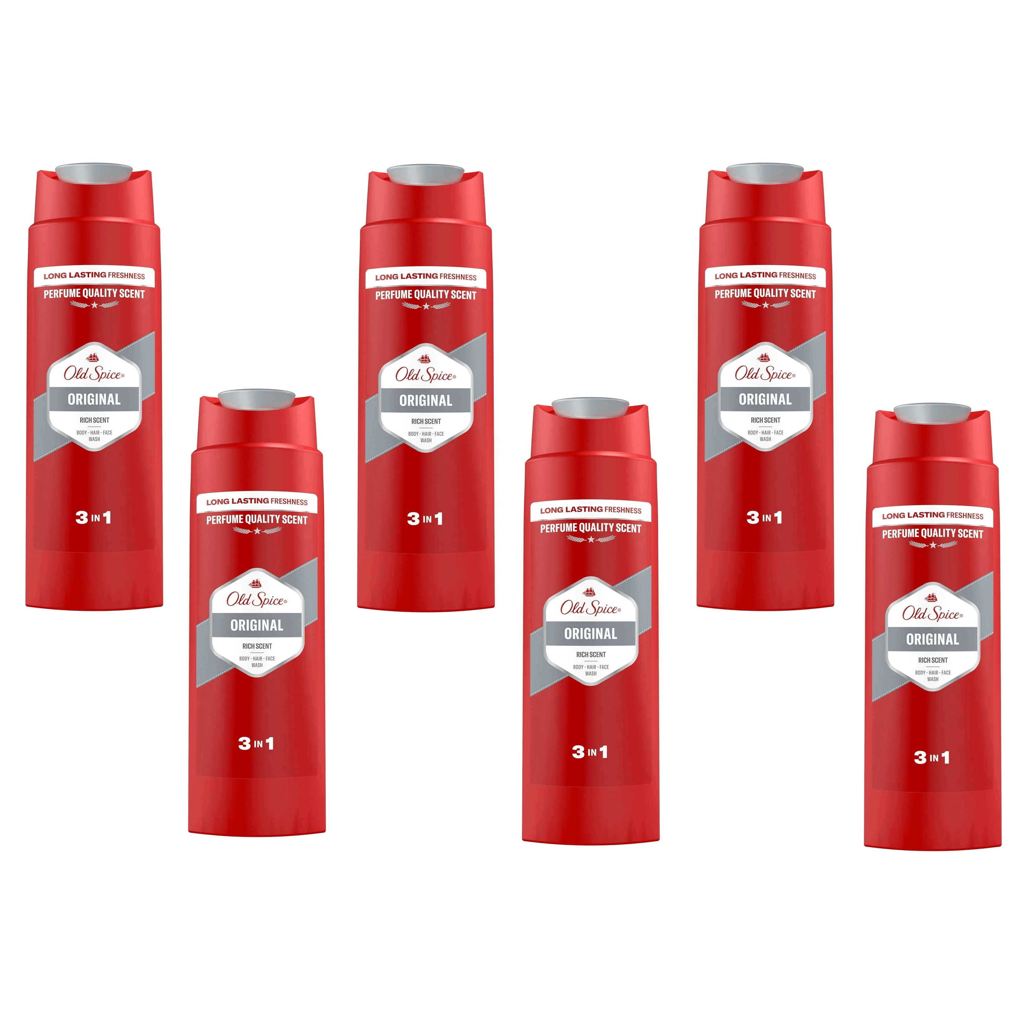 Image of Old Spice Original 3-in-1 Shampoo For Hair, Face And Body, Long-, Perfume-quality Fragrance, Deep Cleansing 6x250 Ml