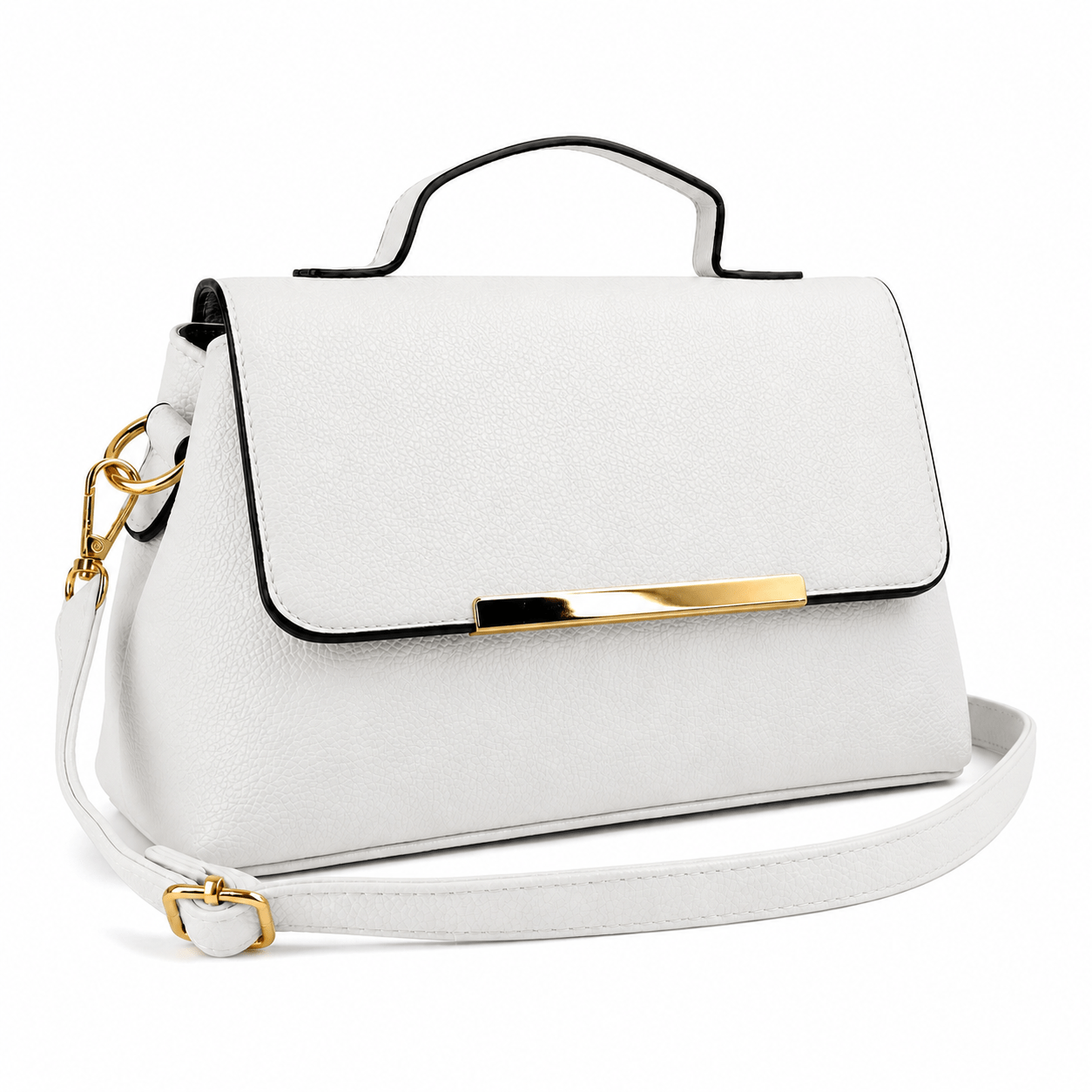 Image of Elegant Women's Flap Crossbody & Handbag | Faux Leather | Gold Details | 12 Colors | 26x15x10cm