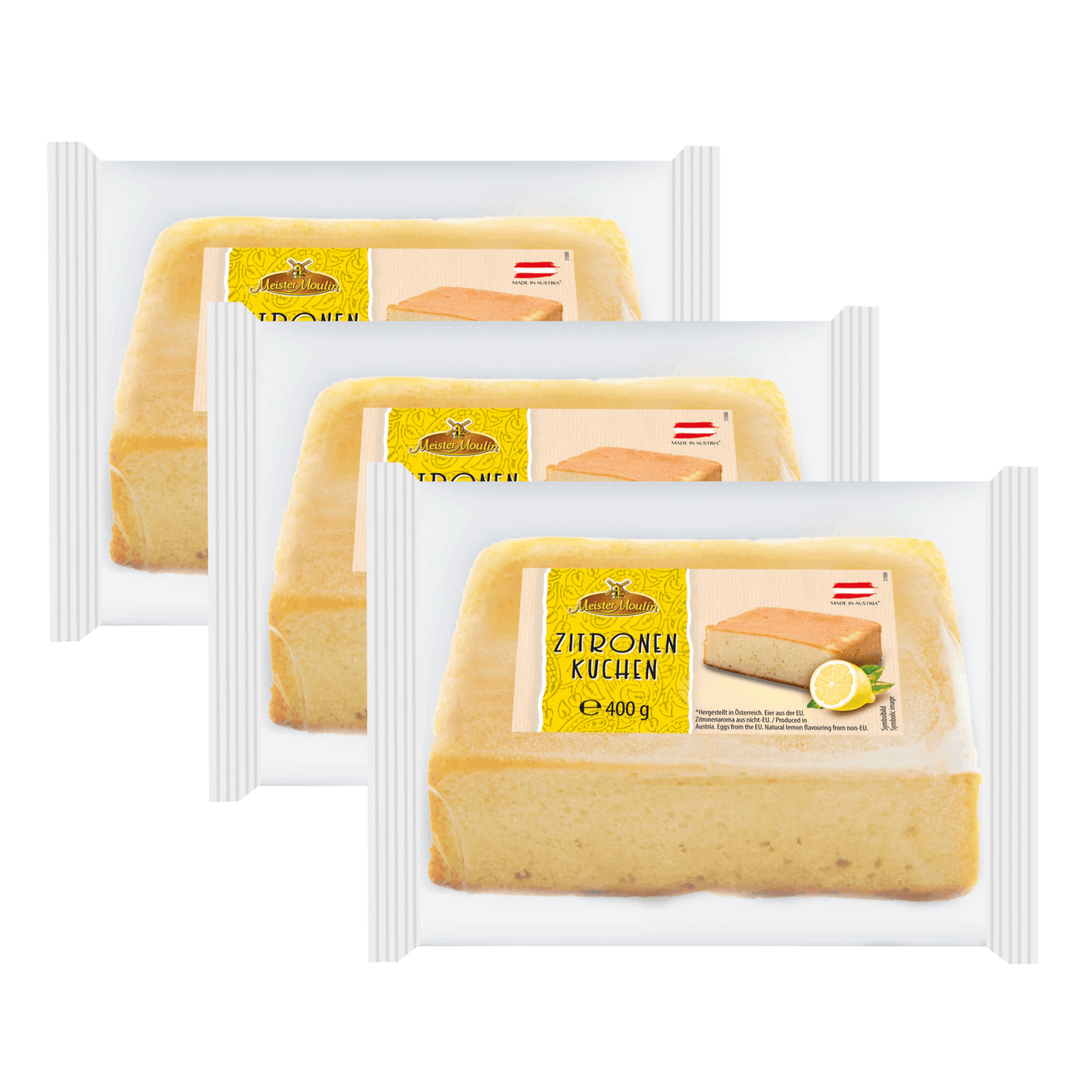 Image of Meister Moulin Lemon Cake 3 X 400 G – Moist Sponge Cake With Fresh Lemon Flavor | Made In Austria | Storage Pack 1.2 Kg