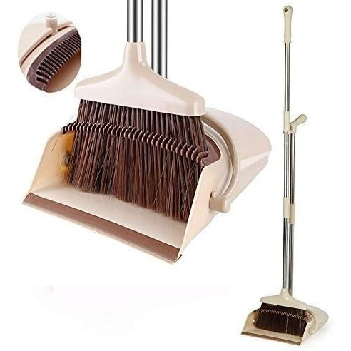 Image of Broom And Dustpan Set Upright Self-cleaning Sweeping Standing Set Use For Office Kitchen Home And Broom And Dustpan Combo