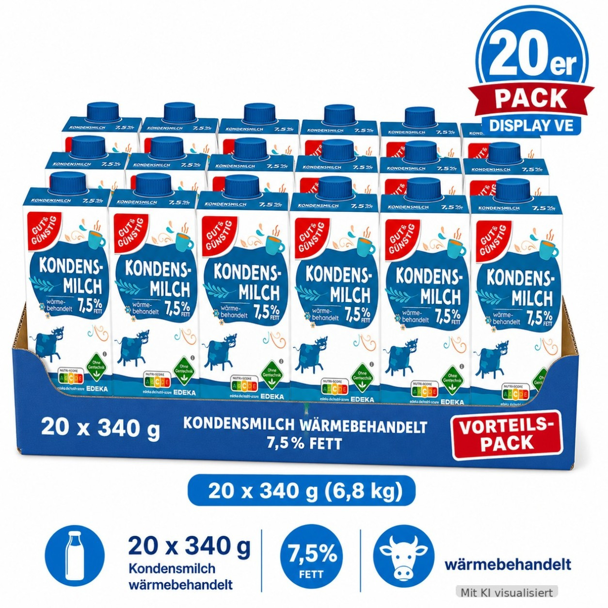 Good & Affordable Condensed Milk 7.5 Percent 340 G (20-pack) | Coffee Milk For Flavoring | Condensed Milk For Drinks And Cooking | Dairy Product For Everyday Use And Storage