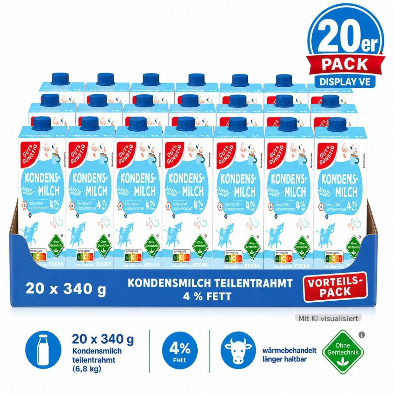 Good & Affordable Condensed Milk 4 Percent 340 G (20-pack) | Coffee Milk For Refining | Condensed Milk For Beverages And Kitchen | Milk Product For Everyday And Stockpile