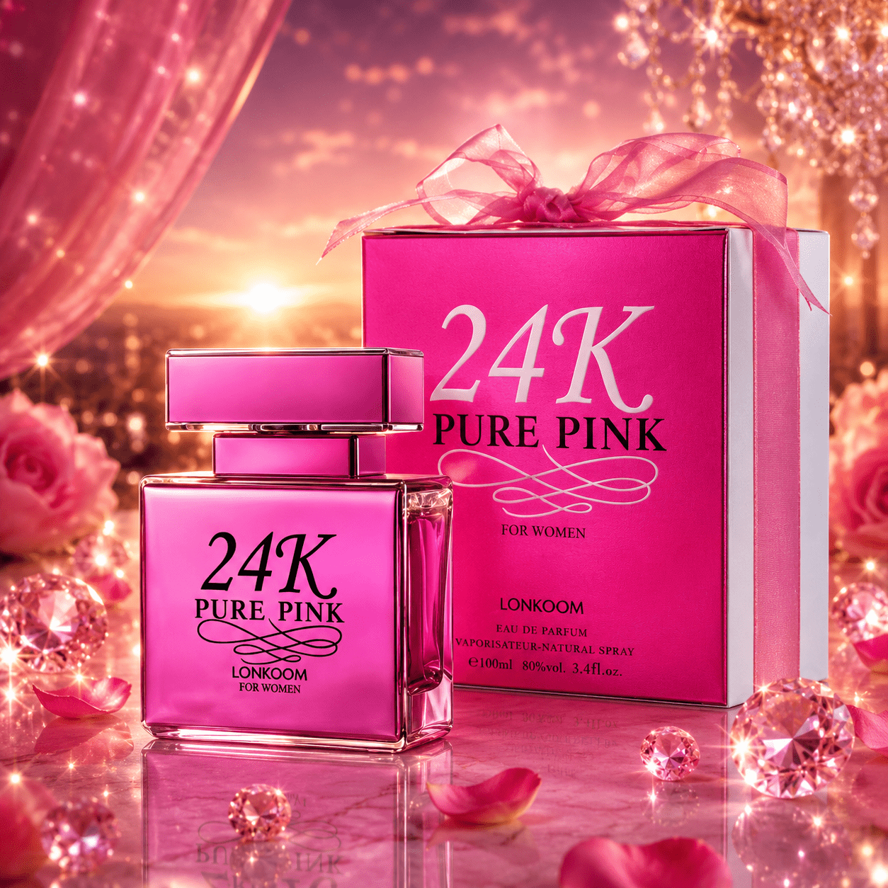 TEMU Parfüm 24K Feminine von Lonkoom - 100 ml Eau de Parfum mit moderner, intensiver und langanhaltender - Süßes mit raffinierten - für Frauen.
