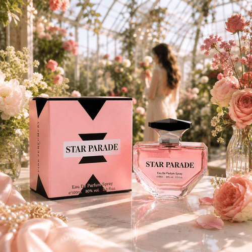 perfume for ladies star parade by saffron 100ml composition designed as a ladies perfume with a bright elegant character this fragrance for ladies reveals a soft sparkling freshness as a scent for women with a smooth feminine ladies scent presence a long lasting fragrance for woman experience as an affordable luxury perfume for woman with a signature fragrance and a for her