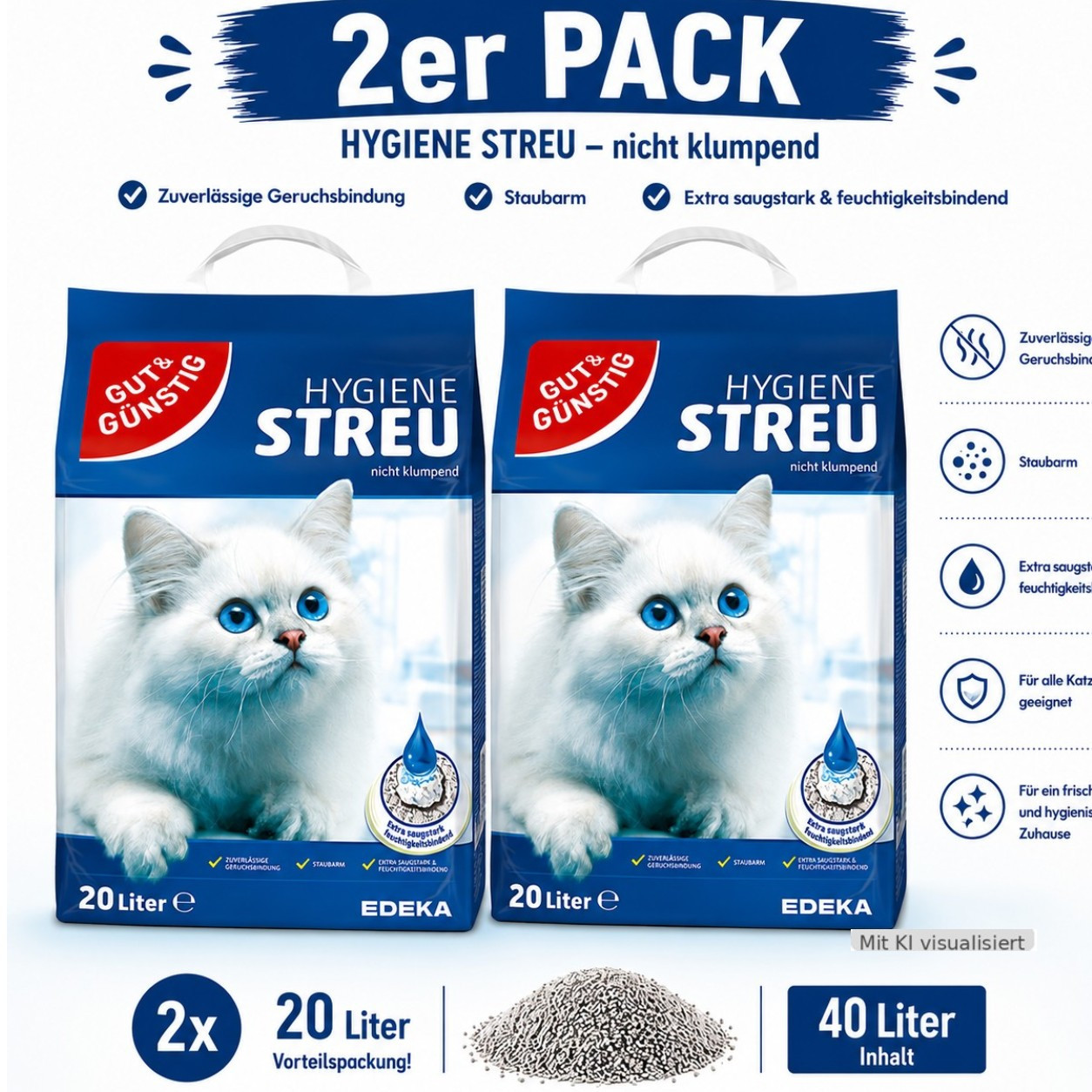 Good And Affordable Hygiene Litter 20 Liter Cat Litter With (2-pack)