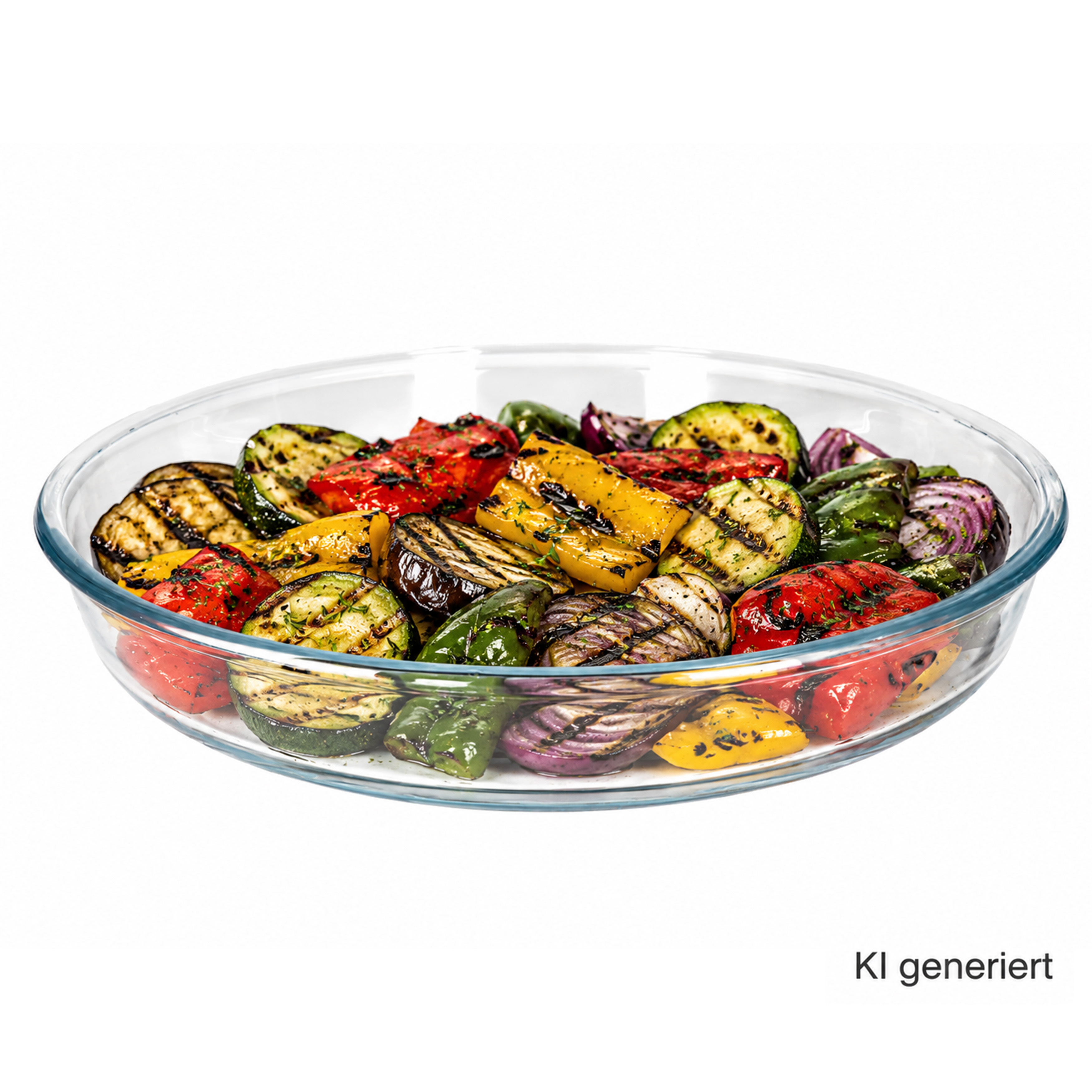 Borcam Roasting & Baking Dish, 32 Cm Round With Grill , Glass Casserole Dish