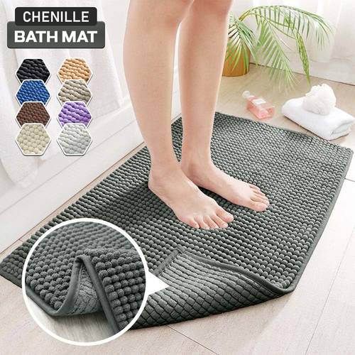 1 chenille bath mat durable chenille rug with non slip backing stylish bathroom rug machine washable bath mat non slip area rug for shower room home use