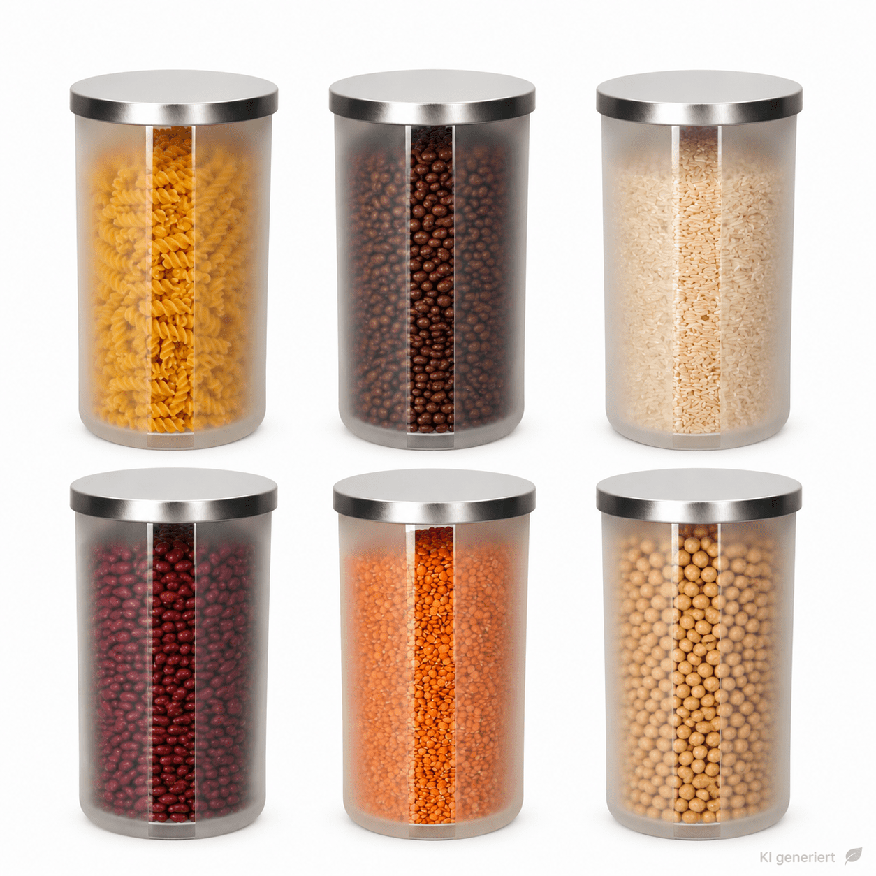 Image of 6-piece Storage Jars With 1.3l Metal Lids, 10.5cm Diameter, Glass Containers For Food Preservation