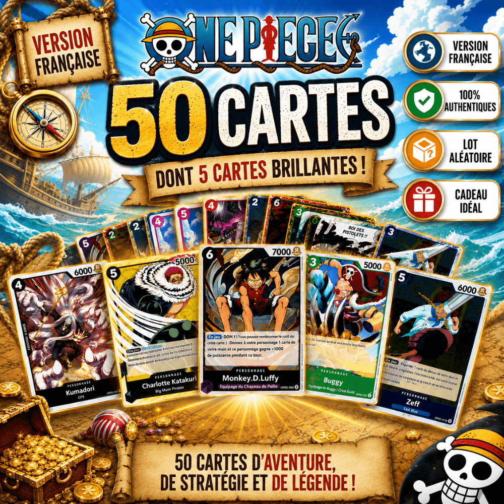 TEMU 50 Cartes One Piece TCG : 45 Cartes Communes / Communes + 5 Cartes - - 100% - Lot Aléatoire