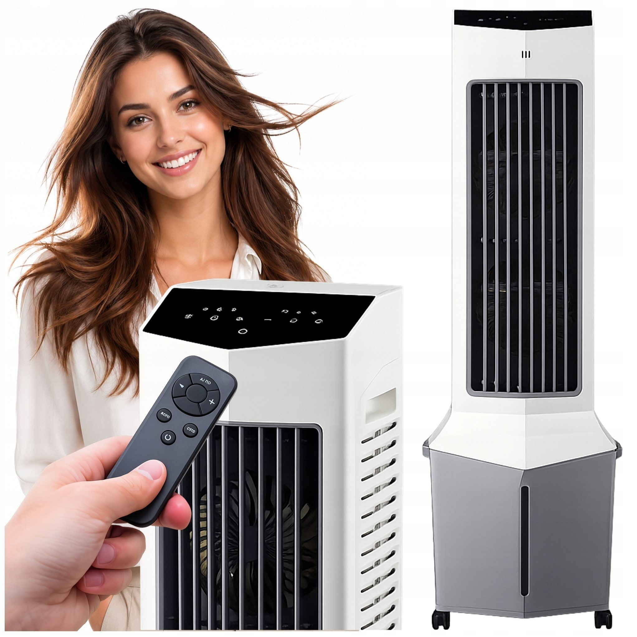 Colonne ventilateur brumisateur d'eau portable et silencieux PILOT 40W 12L