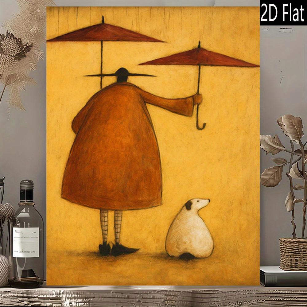 TEMU 2d Plan, 1 Rainy Companion Abstract Wall - Yellow Garlic And Brown Modern Retro Vertical Canvas Poster, Warm Beige And Brown Tones, Minimalist