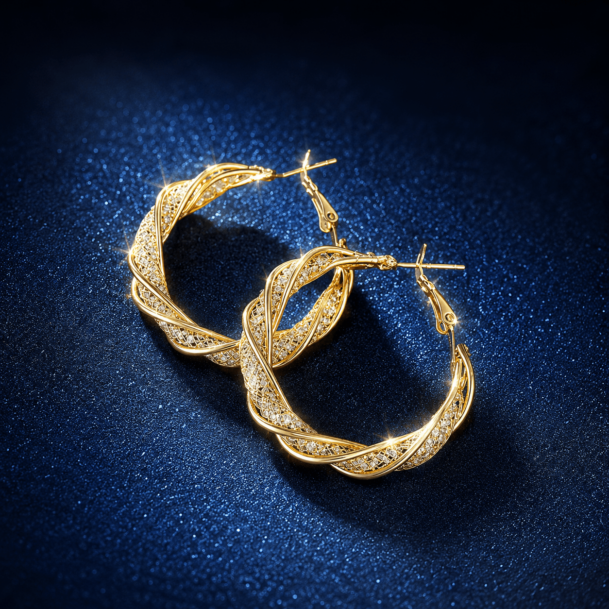 TEMU Orecchini a da donna placcati in oro con zirconia �� Grandi orecchini a ritorti, eleganti orecchini per donna, gioielli per feste, matrimoni, uso