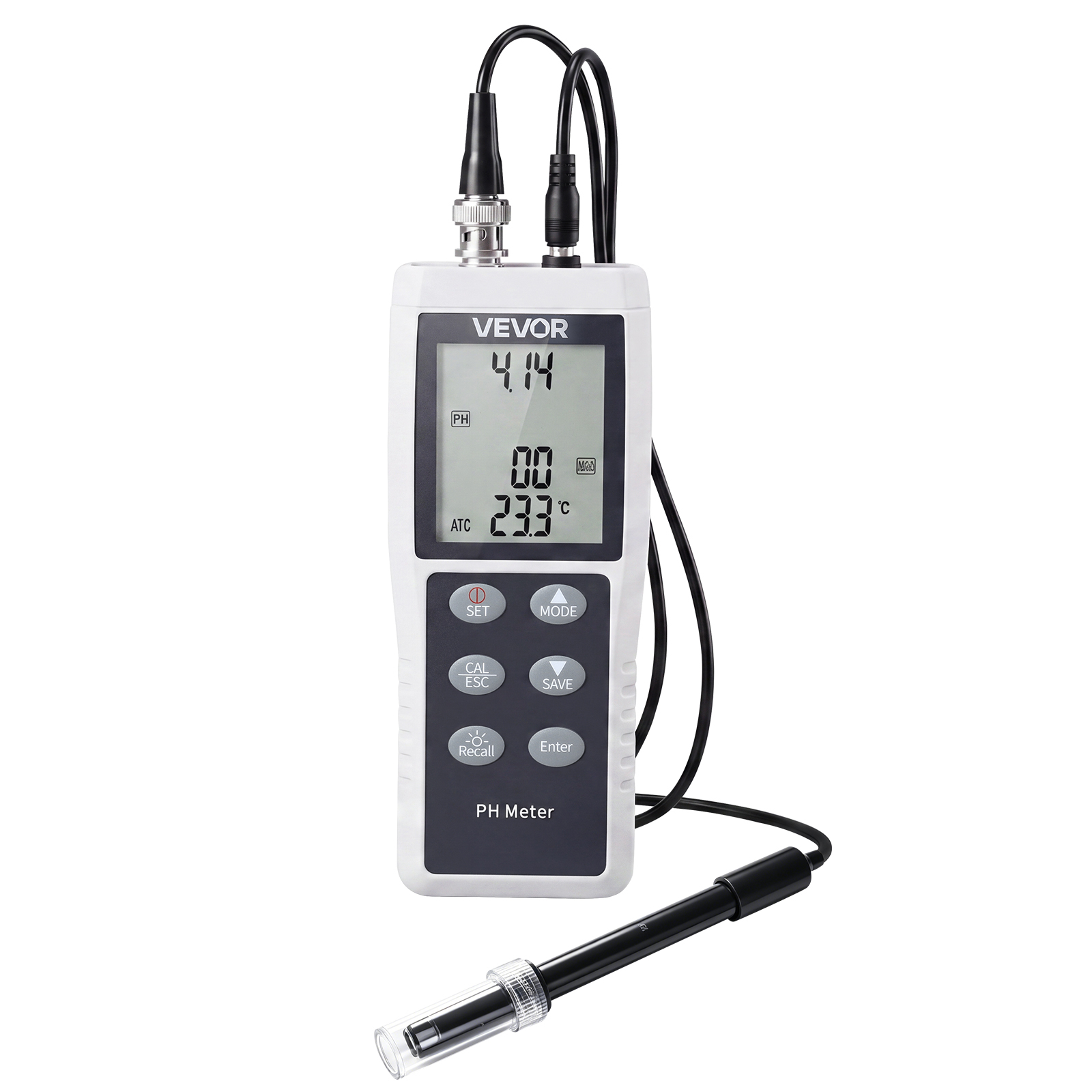 Vevor Ph Meter, 0-14 Ph Range, Probe, 3-point Auto Calibration, Portable Tester Kit With Calibration Powder Packets, Temperature Probe, Carrying Case, For Drinking Water, Hydroponics
