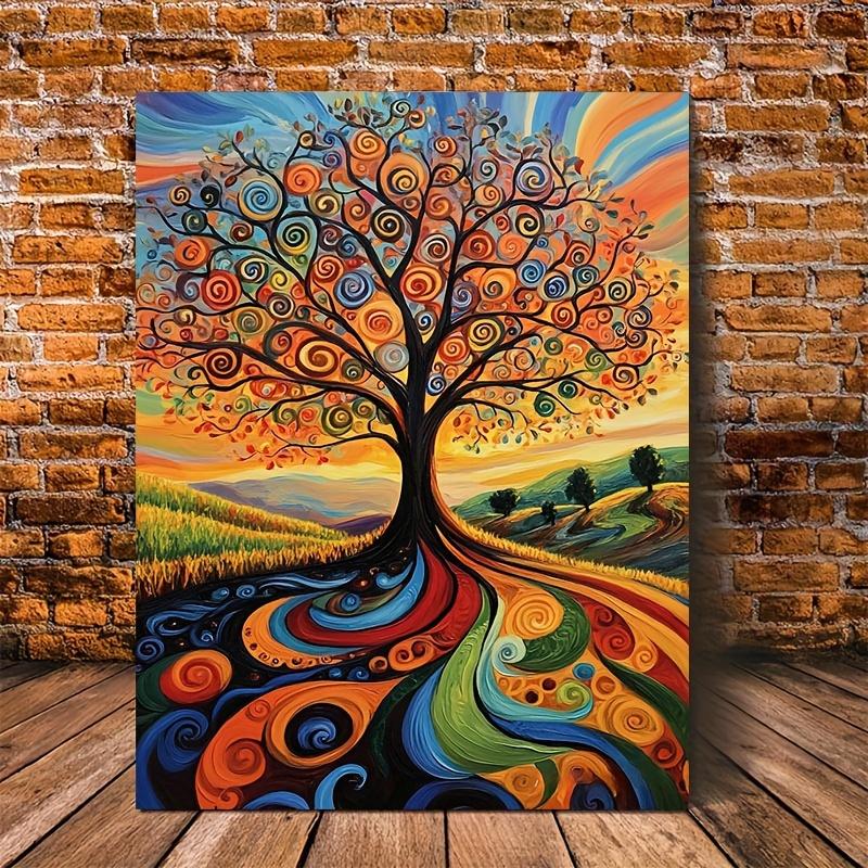 TEMU 2d Flat 1pc Van Gogh Canvas Painting - Vibrant Cartoon Style Art, Exquisite Textured Wooden Frame Vertical Hanging Decorative Painting, Wall