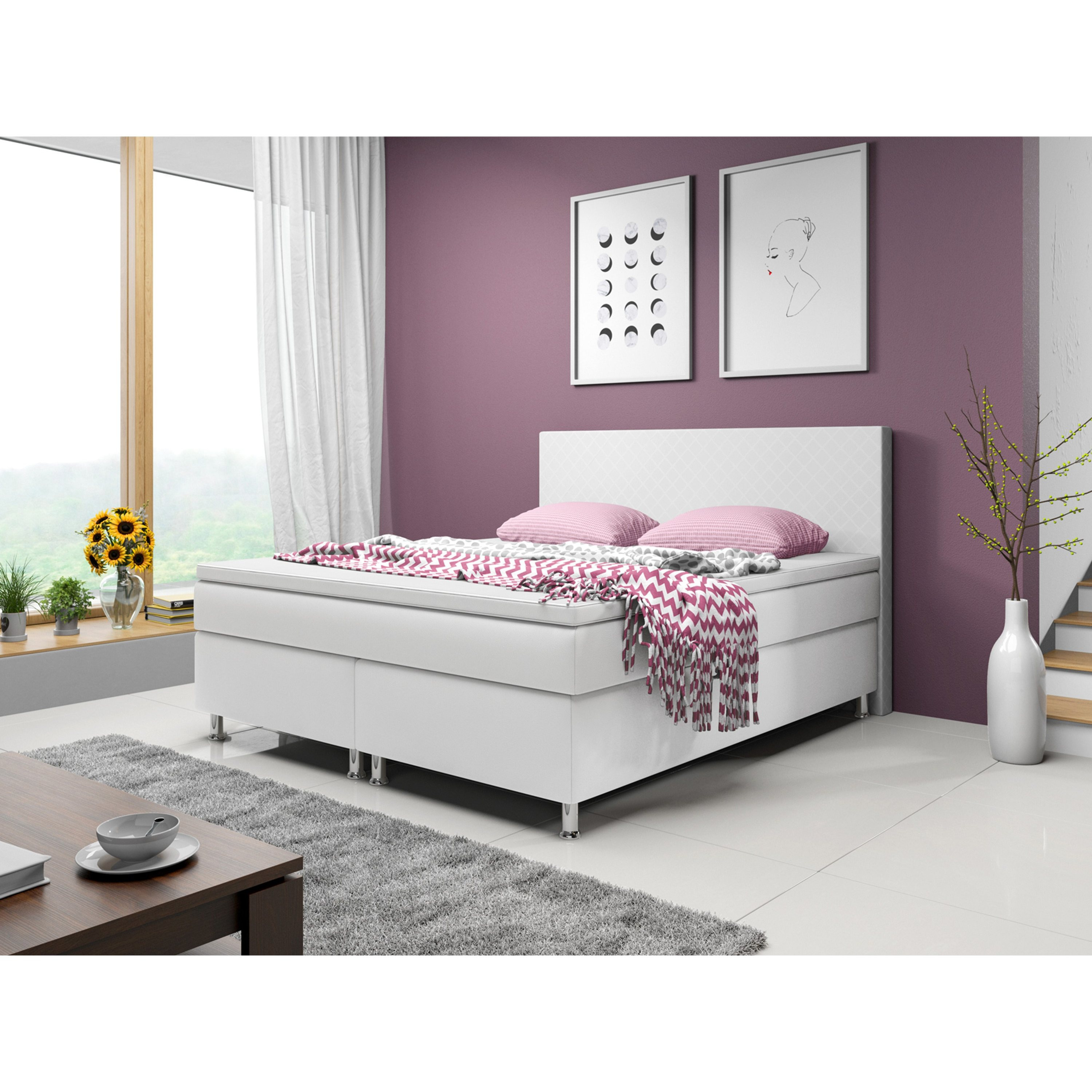 Image of Box Spring Bed Madrid 180x200 Cm Artificial Leather