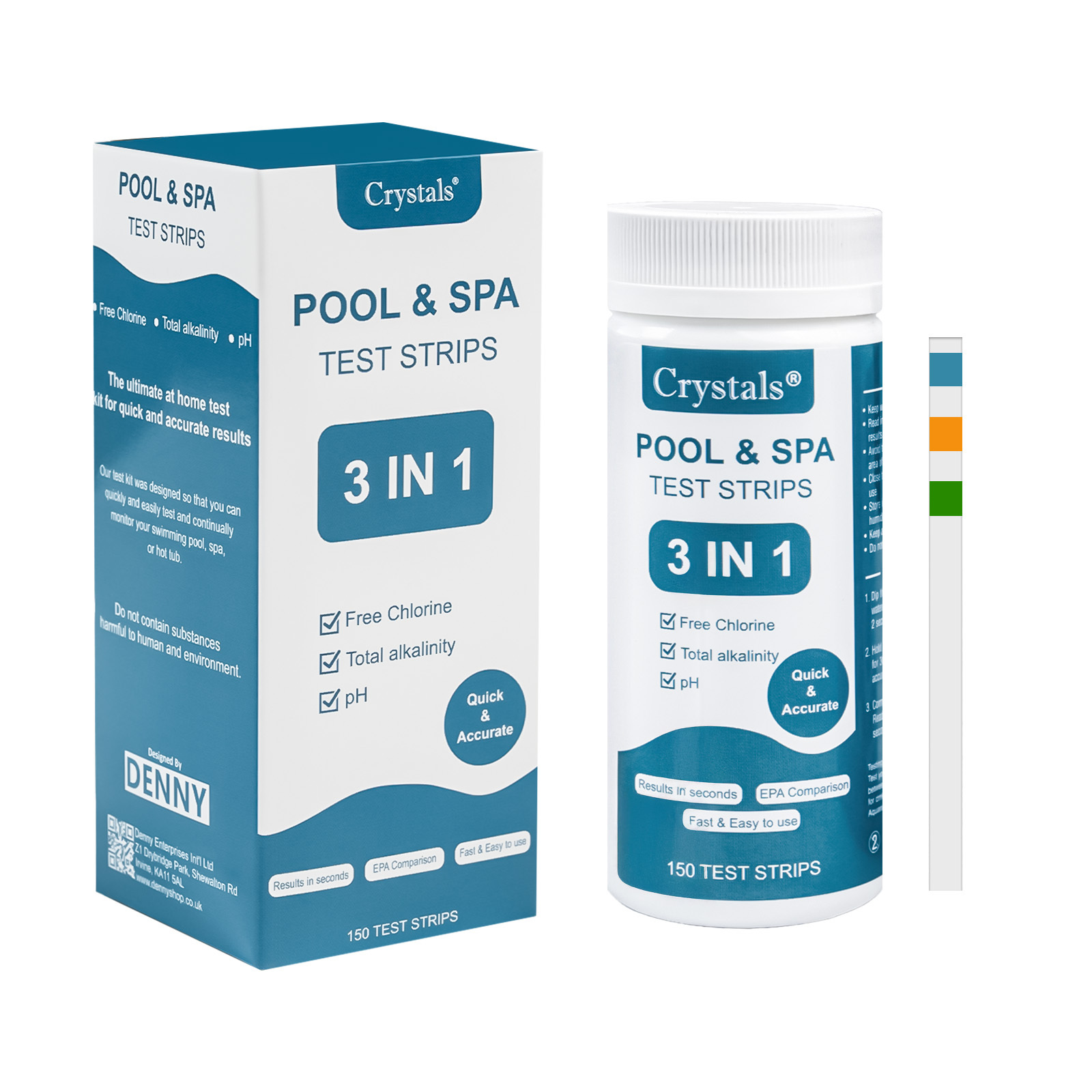 TEMU Hot Tub, Pool And Spa Test Strips 3 In 1 - Measures , Ph And Total Alkalinity, 150 Test Strips