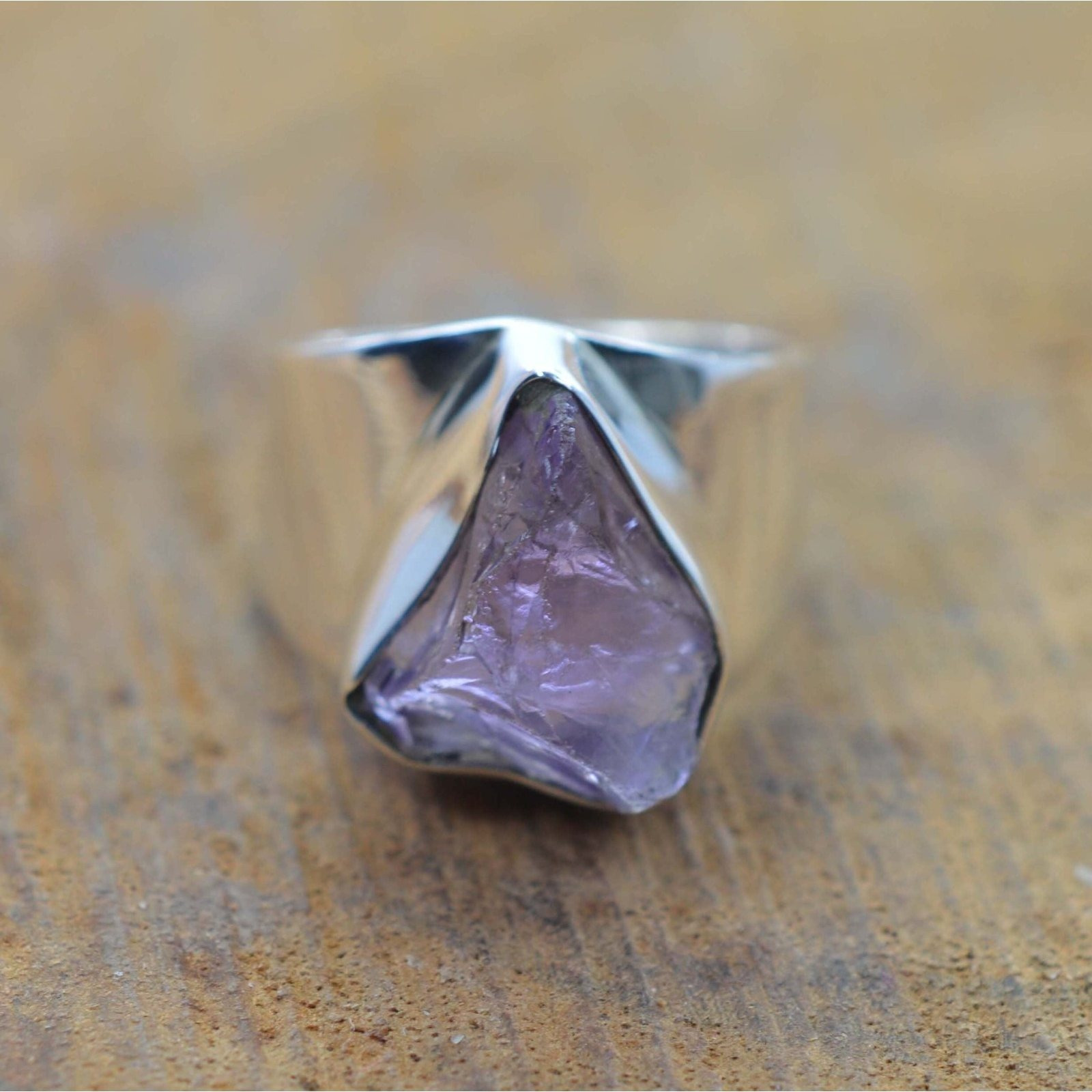 Raw Amethyst 925 Sterling Silver Ring — Natural Gemstone