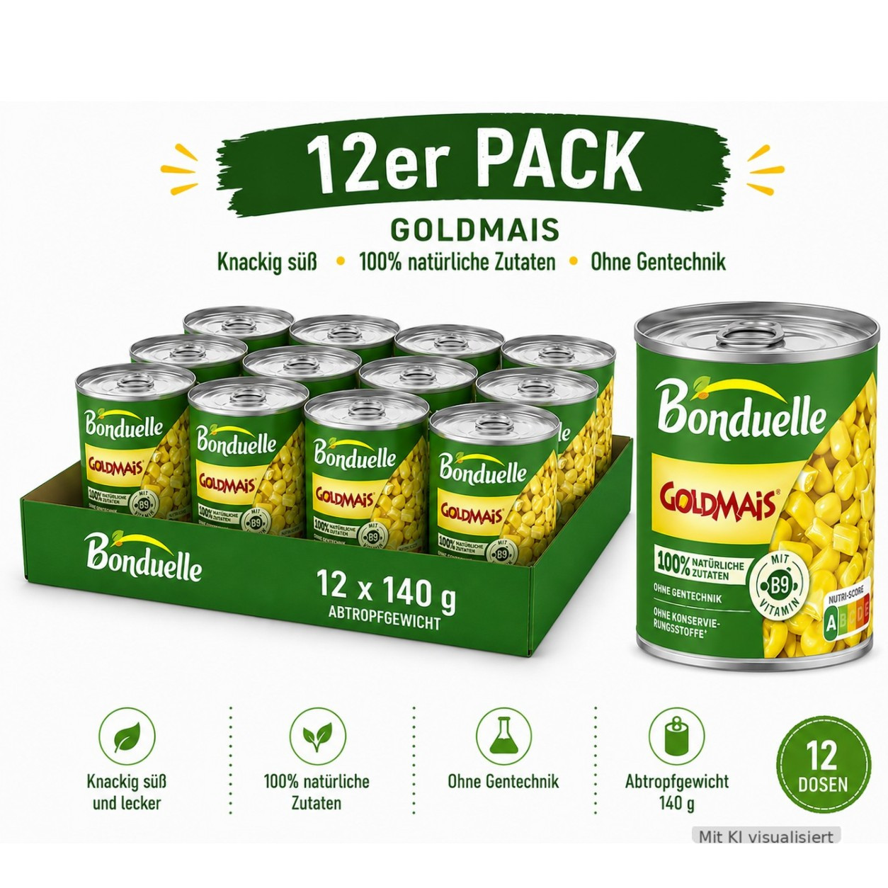 Image of Bonduelle Goldmais, 12er Pack (12 X 150 G Dose)