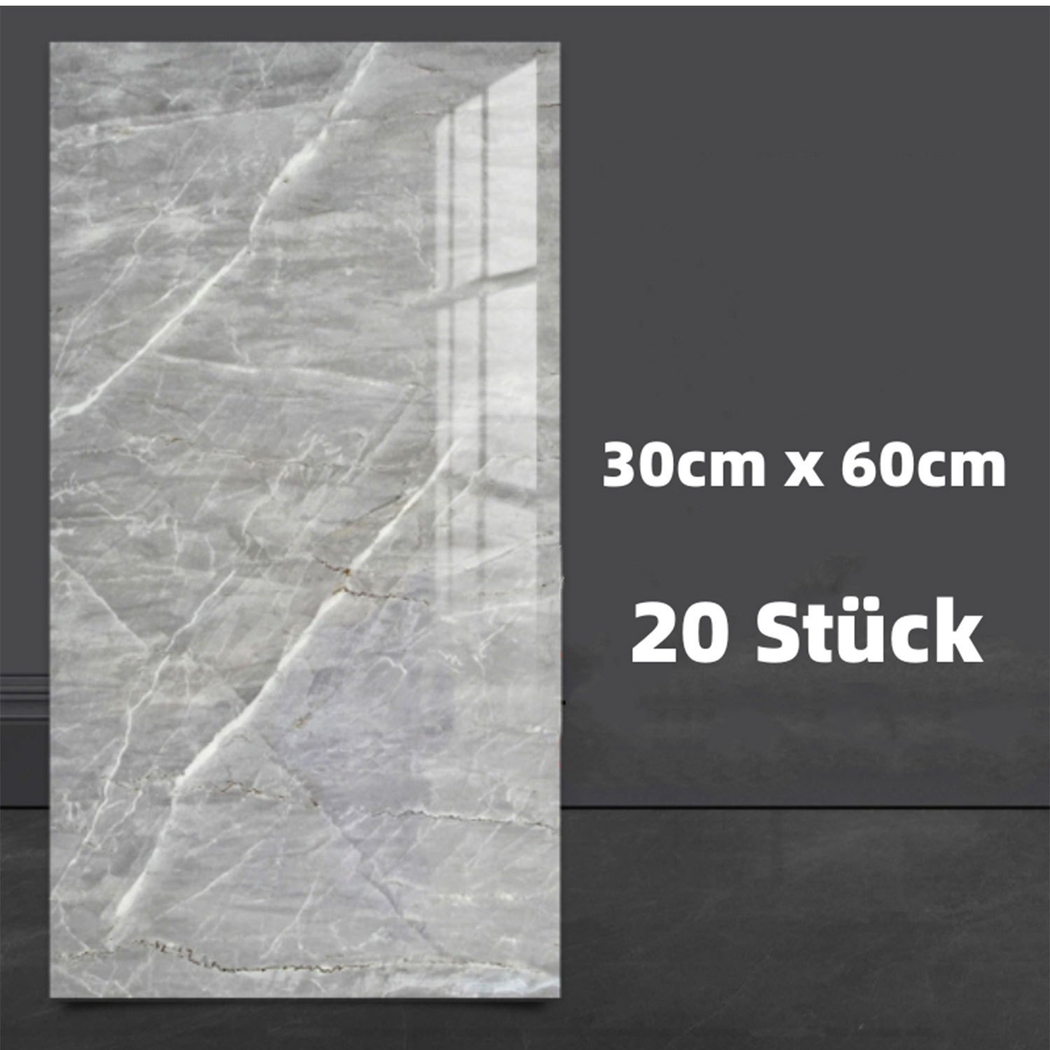 20pcs 3d Marble Effect Self-adhesive 60*30cm Wall Decor- Peel And Stick Splash Backs For Kitchen And Bathroom- Easy To Stickers