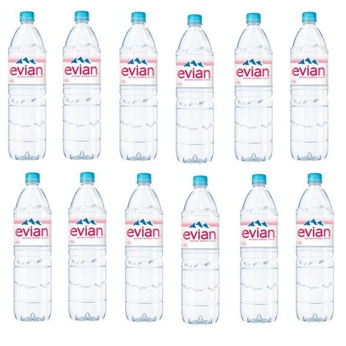 Image of 12 Bottles Evian Natural Mineral Water, 1.5 L Each, Including One-way Deposit, Natural Mineral Water