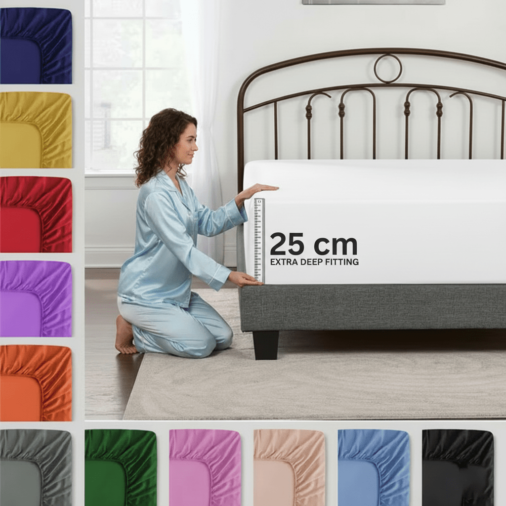 fitted bed sheet 25cm extra deep soft fitted sheet mattress sheet elastic     bedding sheet solid colors single   sizes