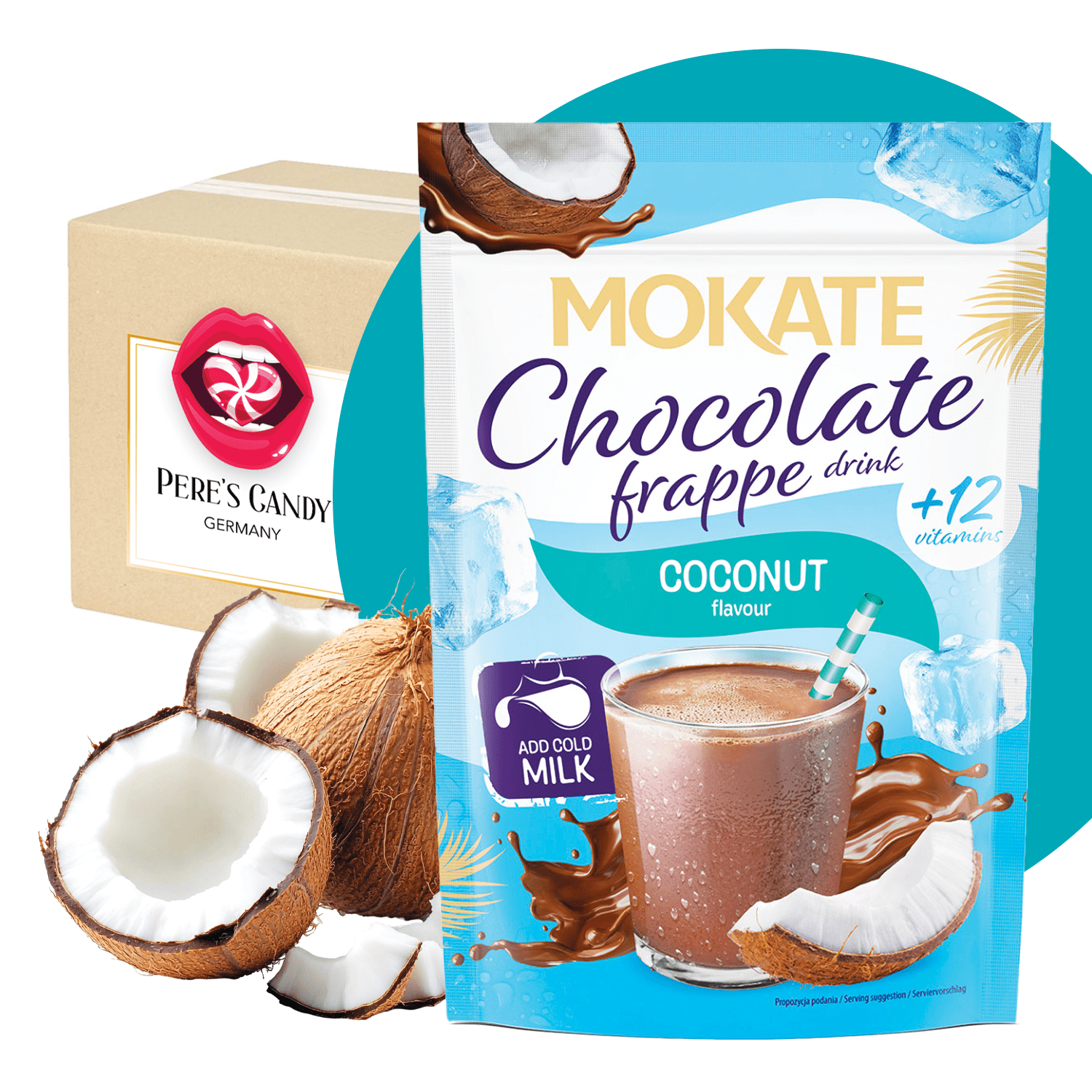 Image of 2er Pack - Mokate Chocolate Frappe Coconut 2x104g – Instant Chocolate Drink Powder With Coconut Flavor