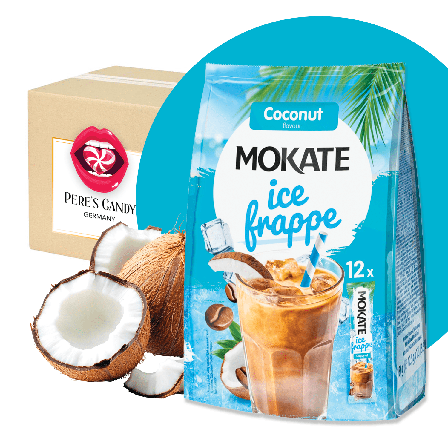 Mokate - Eis Frappe Coconut - 12 Sachets - Creamy Instant Coffee Mix For Cold Drinking 150g