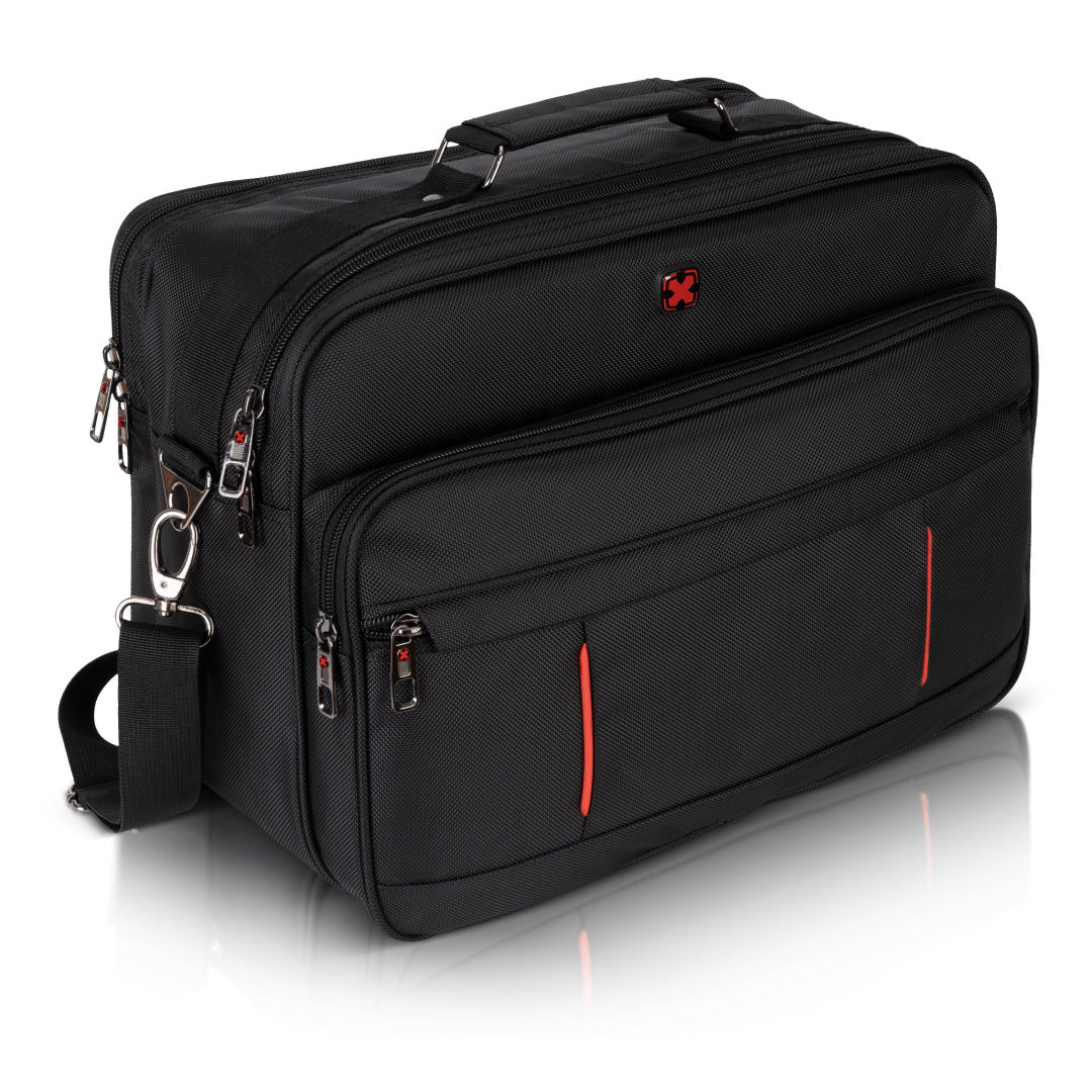 Image of Men's Work Bag Messenger Bag Men' 22l - Padded Laptop Compartment, Removable Adjustable Shoulder Strap, Trolley Holder, Organizational Business , 30cm X 40cm X 19cm Black