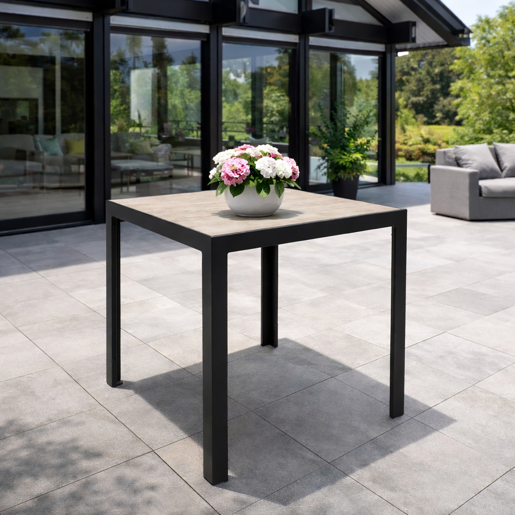 Bistro Table 70x70cm, Aluminum + Glass Optic