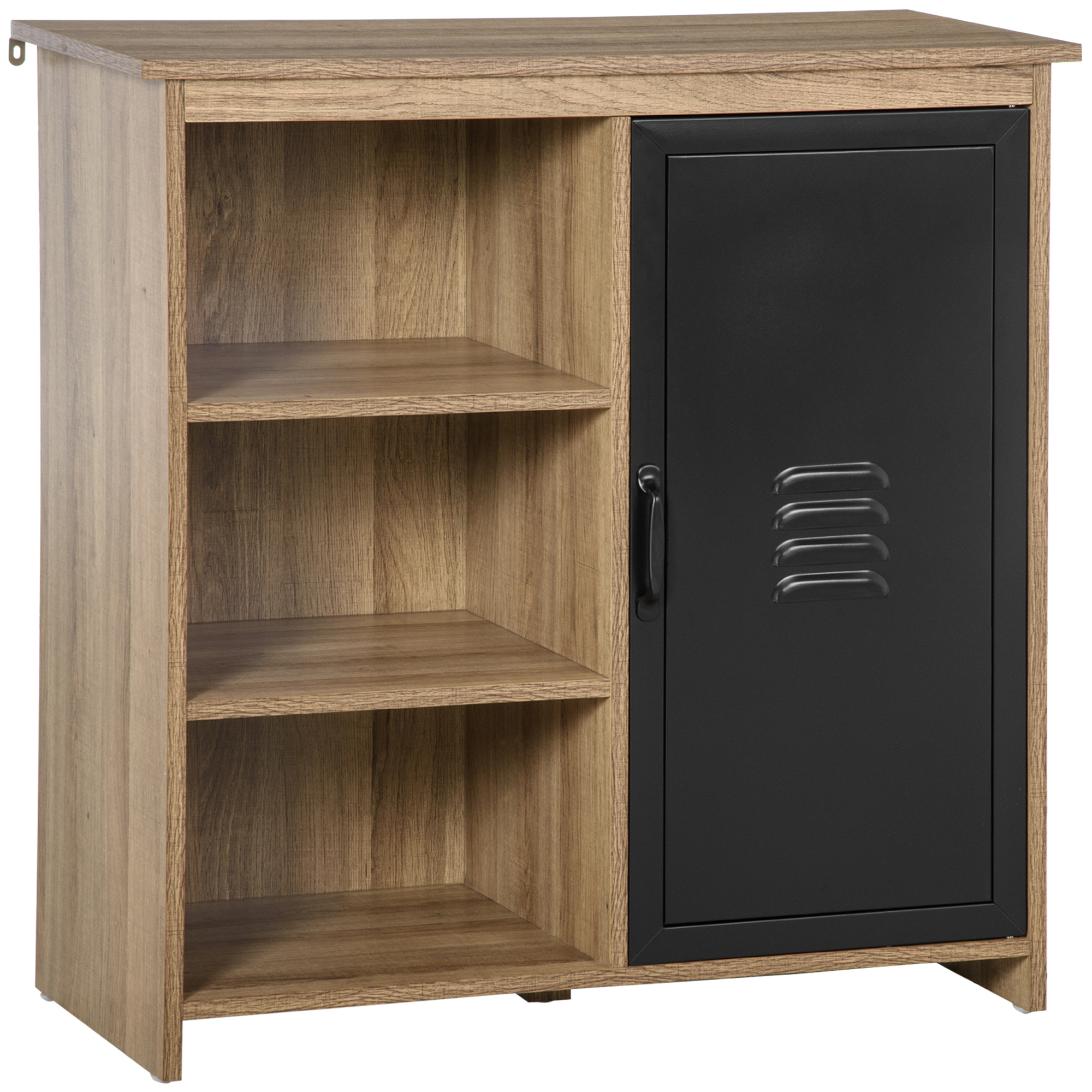 TEMU HOMCOM Buffet Industriel - Meuble de Rangement sur pied 3 niches Placard - en Bois et Porte métal Noir