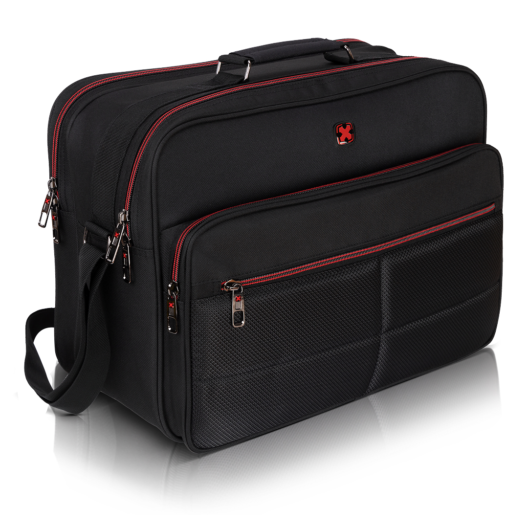 Image of Men's Work Bag Shoulder Bag Messenger Bag 20l – Black 30cm X 40cm X 18cm, Adjustable Shoulder Strap, Trolley Holder, Zippered Compartments, Business Laptop