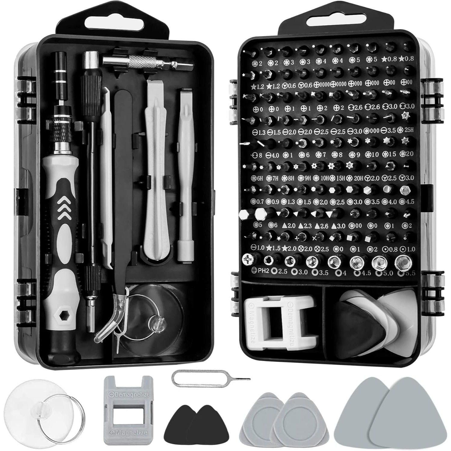 E-shop 115w1 Präzisions-Schraubendreher-Set aus Chrom-Vanadium-Stahl, Bits, Schraubendreher, Komplettset, Magnetisierer + rutschfester Griff, geeignet
