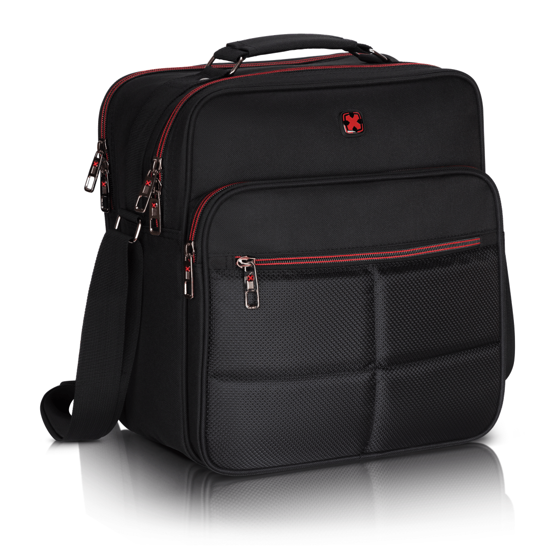 Men's Work Bag Shoulder Bag Messenger Bag 18l – Black 34cm X 30cm X 18cm, Adjustable Shoulder Strap, Trolley Holder, Zippered Compartments, Business
