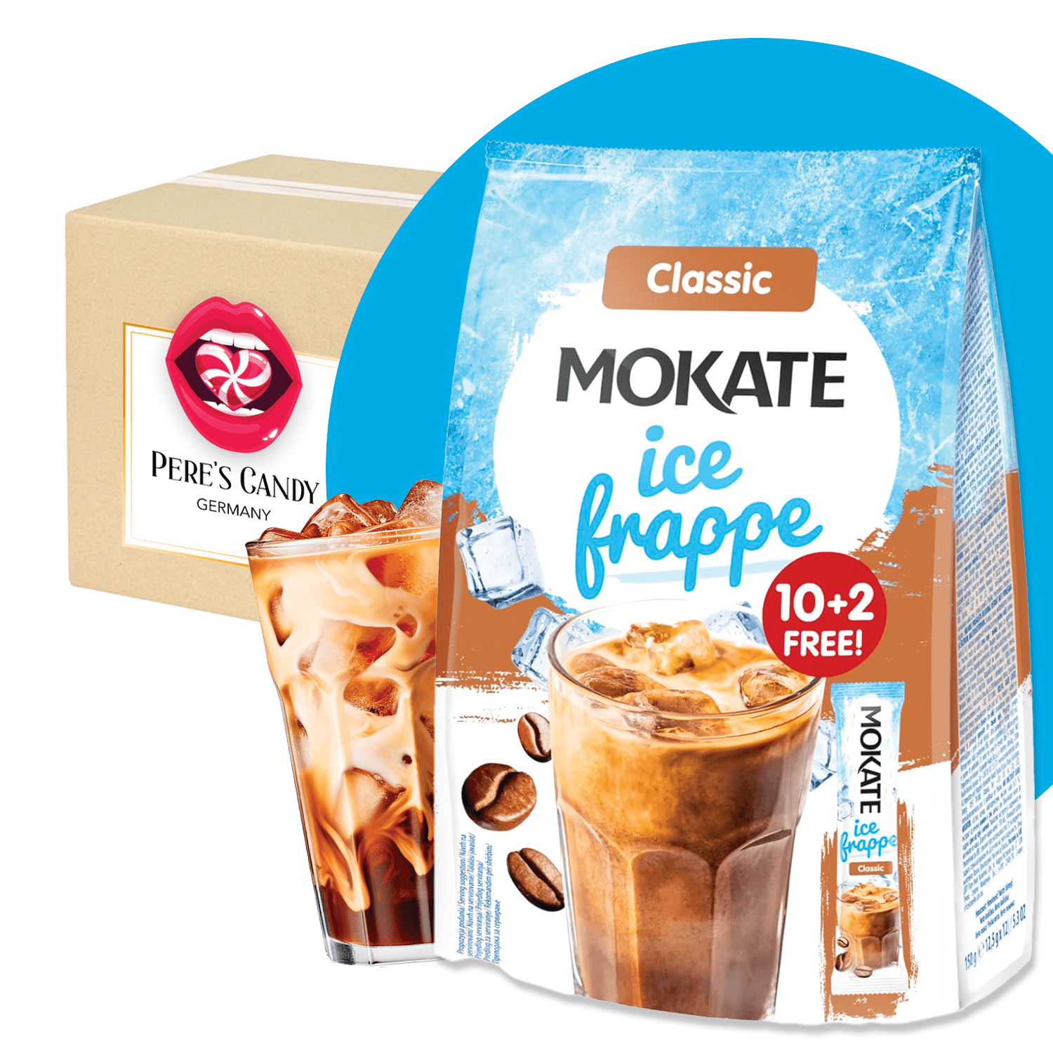 Mokate - Eis Frappe Classic - 12 Sachets - Creamy Instant Coffee Mix For Cold Drinking 150g