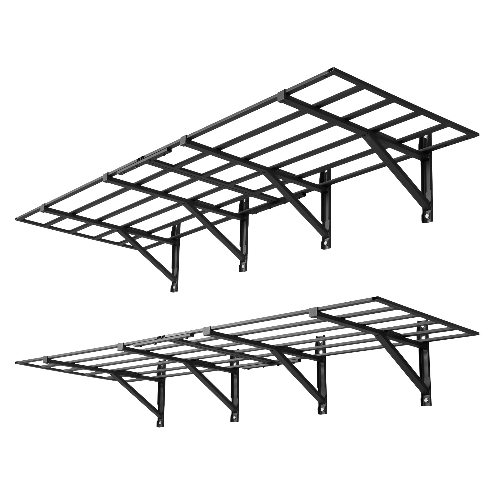 TEMU Vevor 2-tier Heavy Duty Wall Garage Shelving, 4 Pack 2 X 3 Ft Steel Wall Mounted Shelving Unit, 24 X 72 Inch Per Shelf Floating Storage Metal